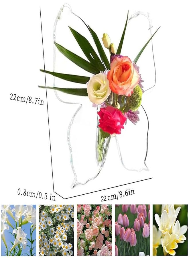 Ouliget Clear Acrylic Butterfly Frame Vase,Creative Butterfly Vase for Flowers,Art Home Deco for Desktops Bookshelf Bedroom Wedding Housewarming Women Gift - Image 5